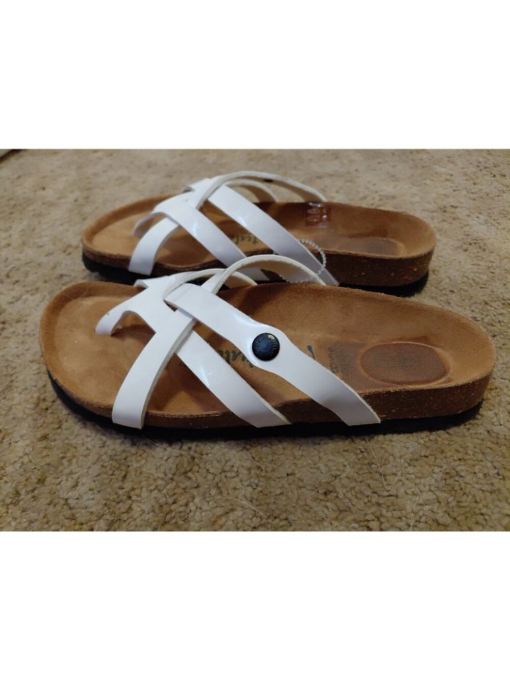 Betula NWOB White Patent Leather Sandals Slides Comfort Size 38 N - Picture 2 of 7